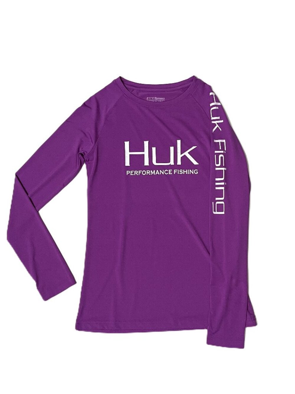 HUK Fishing Shirt Women's Small Performance Long-Sleeve Sun Shirt Spell Out Logo